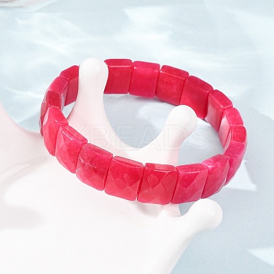 Dyed Natural White Jade Beaded Stretch Bracelets for Unisex G-K303-02P-02-1