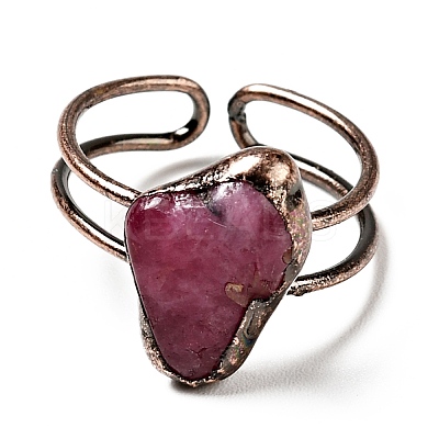 Natural Gemstone Irregular Nugget Open Cuff Rings G-D468-01R-1