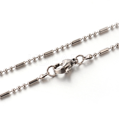 Tarnish Resistant 304 Stainless Steel Ball Chain Necklaces STAS-M174-046P-1