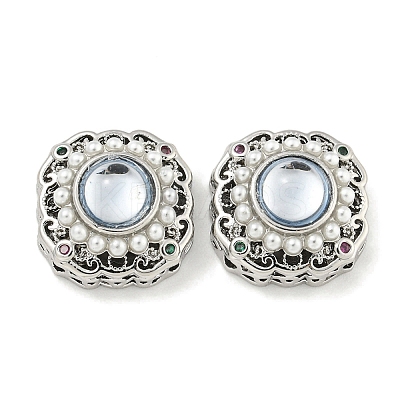 Brass with ABS Imitation Pearl with Resin with Clear Cubic Zirconia Charms KK-Q820-34P-1