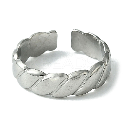 Non-Tarnish 304 Stainless Steel Grooved Open Cuff Ring RJEW-L110-027P-1