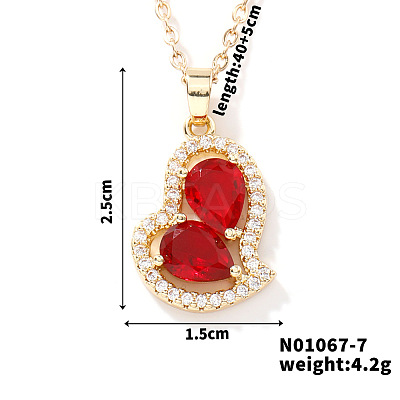 Elegant and Unique Style Brass & Glass Lock Collar Heart Pendant Necklaces for Women FN1868-7-1