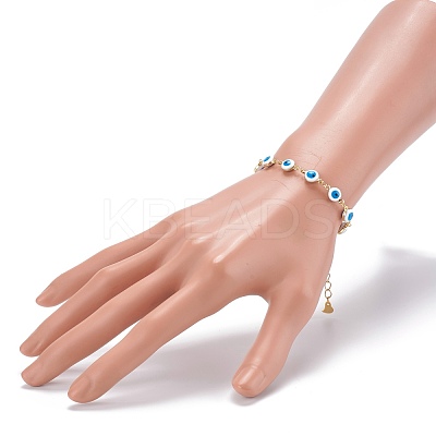 Brass Enamel Evil Eye Link Chain Bracelets & Necklaces Jewelry Sets SJEW-JS01191-1