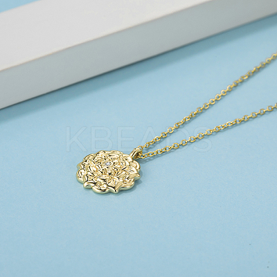 Elegant Brass Clear Cubic Zirconia Flower Pendant Cable Chain Necklaces for Women EP9380-1