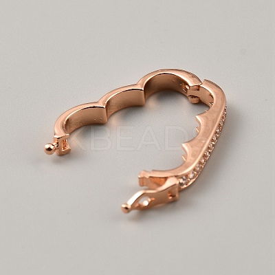 Brass Micro Pave Clear Cubic Zirconia Peanut Enhancer Clasps FIND-WH0139-238RG-1