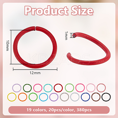 380Pcs 19 Colors Baking Paint Iron Open Jump Rings FIND-AR0006-19B-1
