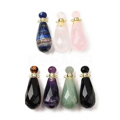 Natural Mixed Stone Perfume Bottle Pendants G-L623-06G-1