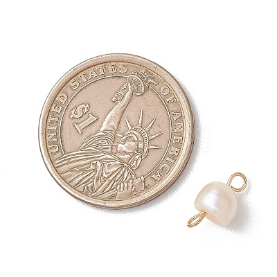 6Pcs 2 Colors Natural Freshwater Pearl Potato Connector Charms with 304 Stainless Steel Double Loops PALLOY-JF04947-1