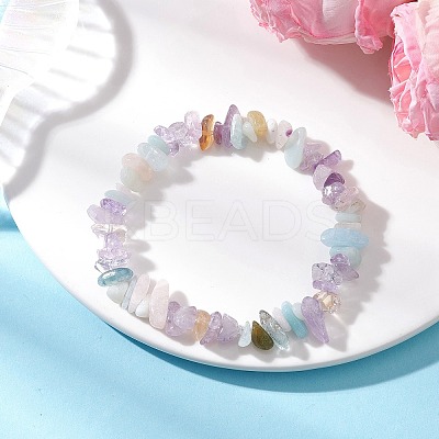 Natural Ametrine and Morganite Chip Beads Stretch Bracelets for Women BJEW-JB12589-03-1