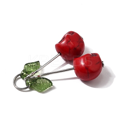 Dyed Synthetic Turquoise Skull Cherry Pendants PALLOY-JF04110-01-1