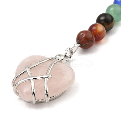 Natural Rose Quartz Heart Keychain G-Z033-11P-01-1