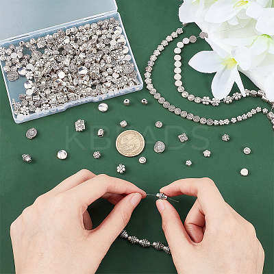 15 Strands 15 Style Tibetan Style Flower Alloy Bead Strands TIBEB-PH0004-93-1