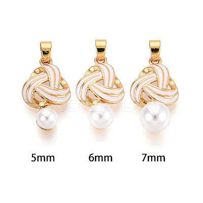 Brass with Enamel Cup Pearl Peg Bails Pin Pendants KK-T079-09G-1