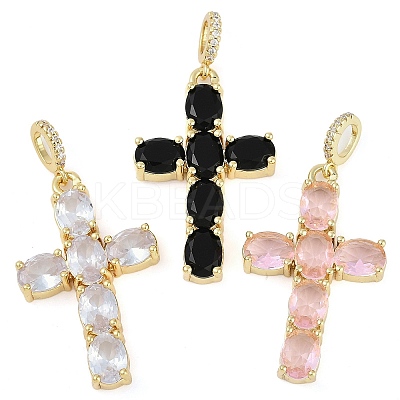 Rack Plating Brass Cubic Zirconia European Dangle Charms KK-P287-47G-1