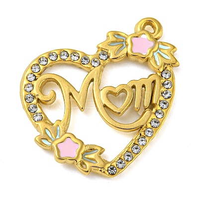 Ion Plating(IP) Real 18K Gold Plated 304 Stainless Steel Rhinestone Pendants STAS-P341-13G-01-1