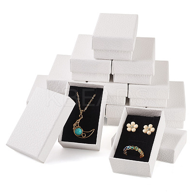 Litchi Textured Paper Jewelry Ring Earrings Storage Boxes CON-TAC0001-22B-1