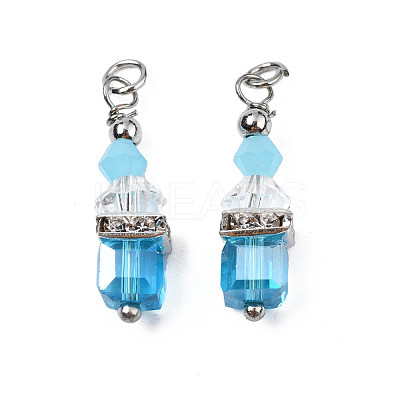 Faceted Transparent Glass Charms GLAA-Q026-08-1