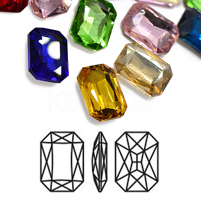 Faceted Rectangle K9 Glass Pointed Back Rhinestone Cabochons RGLA-A017-6x8mm-SM-1