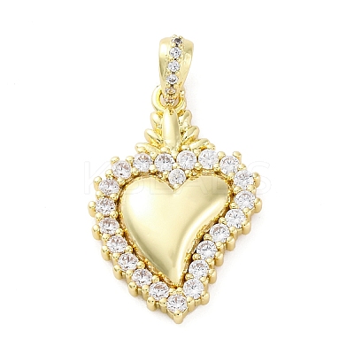 Brass Micro Pave Clear Cubic Zirconia Pendants KK-S510-31G-05-1