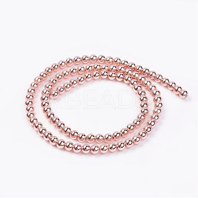 Non-magnetic Synthetic Hematite Bead Strands G-P262-20-4mm-RRG-1