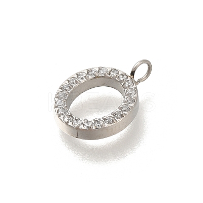 304 Stainless Steel Micro Pave Cubic Zirconia Pendants STAS-H228-06P-O-1
