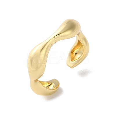 Rack Plating Brass Twist Wave Open Cuff Rings for Women RJEW-Q777-08G-1
