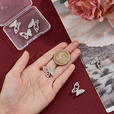 6Pcs 1-Hole Zinc Alloy Crystal Rhinestone Shank Buttons BUTT-DC0001-09-1