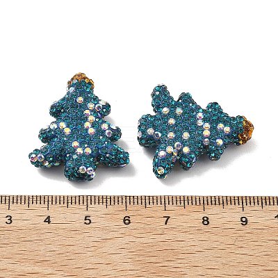 Christmas Tree Polymer Clay Rhinestone Beads CLAY-NH0001-10C-1