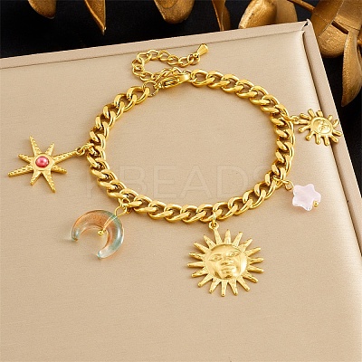 304 Stainless Steel Acrylic Charm Bracelets BJEW-G761-01G-1