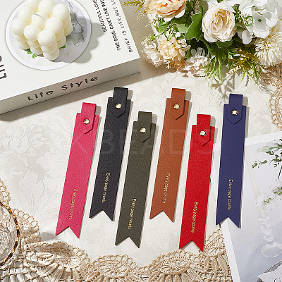 6Pcs 6 Colors PU Leather Bookmarks AJEW-SP0002-27-1