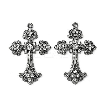 Alloy Rhinestone Cross Big Pendants ALRI-1475-B-RS-1