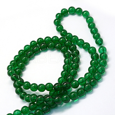 Baking Paint Transparent Glass Round Bead Strands X-DGLA-Q022-8mm-25-1