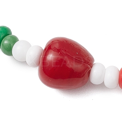 3Pcs 3 Styles Christmas Glass Seed & Handmade Lampwork Beads Stretch Bracelets for Women BJEW-MZ00197-1