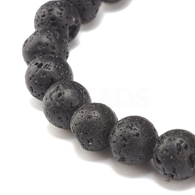 Natural Pearl & Lava Rock Beaded Stretch Bracelet BJEW-JB07760-1