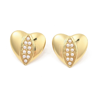 Heart PVD Vacuum Plating 304 Stainless Steel Stud Earrings for Women EJEW-C120-11G-1