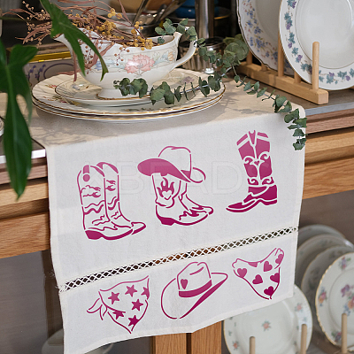 1 Set Cowboy Theme PET Hollow Out Drawing Painting Stencils DIY-MA0003-93B-1