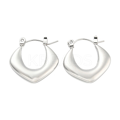 Non-Tarnish Chunky Rhombus 304 Stainless Steel Hoop Earrings for Women EJEW-C067-03P-1