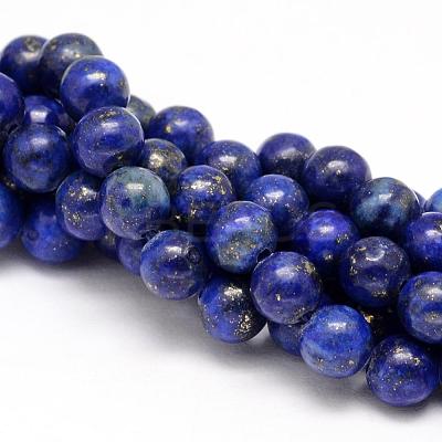 Natural Lapis Lazuli Round Beads Strands G-I181-10-10mm-1