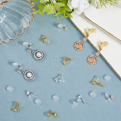 20Pcs 2 Colors Brass Clip-on Earring Findings KK-SP0002-51-1