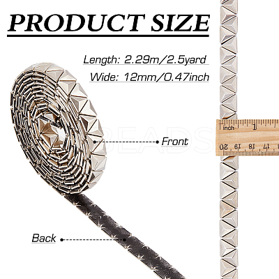 2.5 Yards Stainless Steel Rivet Studed Cord with Adhesive Back OCOR-FG0002-34B-1