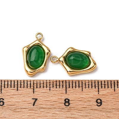 Natural Green Aventurine Irregular Oval Charms STAS-L022-525G-01-1
