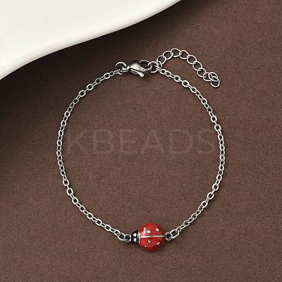 304 Stainless Steel Enamel Link Bracelets BJEW-K226-17A-P-1