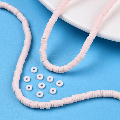 Flat Round Handmade Polymer Clay Bead Spacers X-CLAY-R067-4.0mm-27-1
