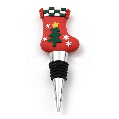 Christmas Theme Aluminium Alloy & PVC Wine Bottle Stoppers FIND-Q091-01A-1