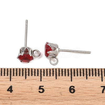 304 Stainless Steel Micro Pave Cubic Zirconia Stud Earring Findings STAS-H240-56P-03-1