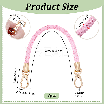 Imitation Leather Braided Round Cord Bag Handles with Zinc Alloy Clasps FIND-WH0126-941B-02-1