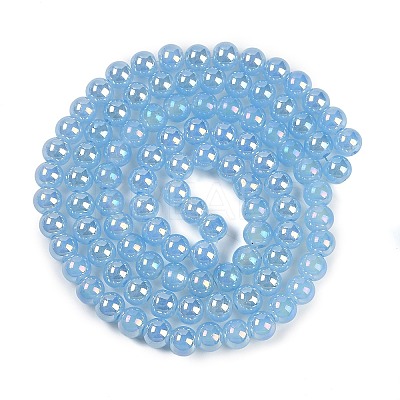 Baking Paint Electroplate Glass Beads Strands GLAA-G120-01C-1
