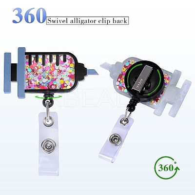 Sequin Quicksand Effect Acrylic & ABS Plastic Badge Reel AJEW-SZ0002-46D-1