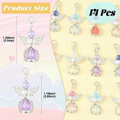 14Pcs 7 Style Acrylic & Alloy Pendant Decorations HJEW-FS00075-1