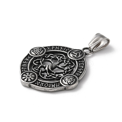Viking Runes 304 Stainless Steel Pendants STAS-D014-17AS-1